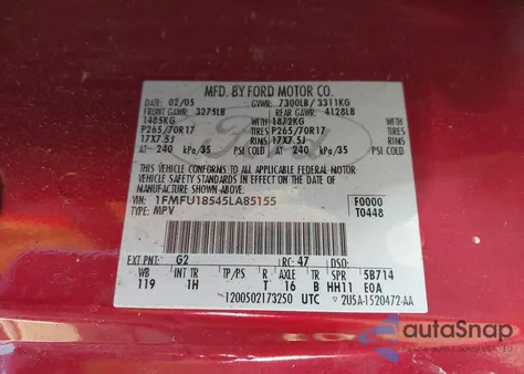 2005 Ford Expedition Eddie Bauer/King Ranch from USA, damaged, VIN 1FMFU18545LA85155